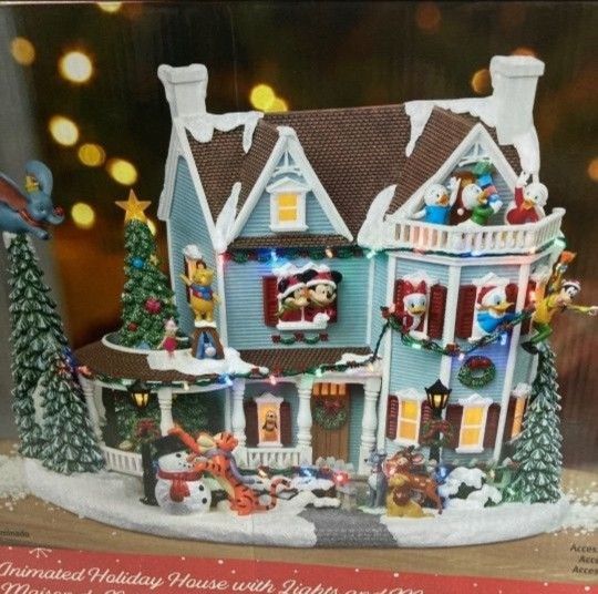 NEW Christmas Decor Disney Animated Holiday House W/ Lights