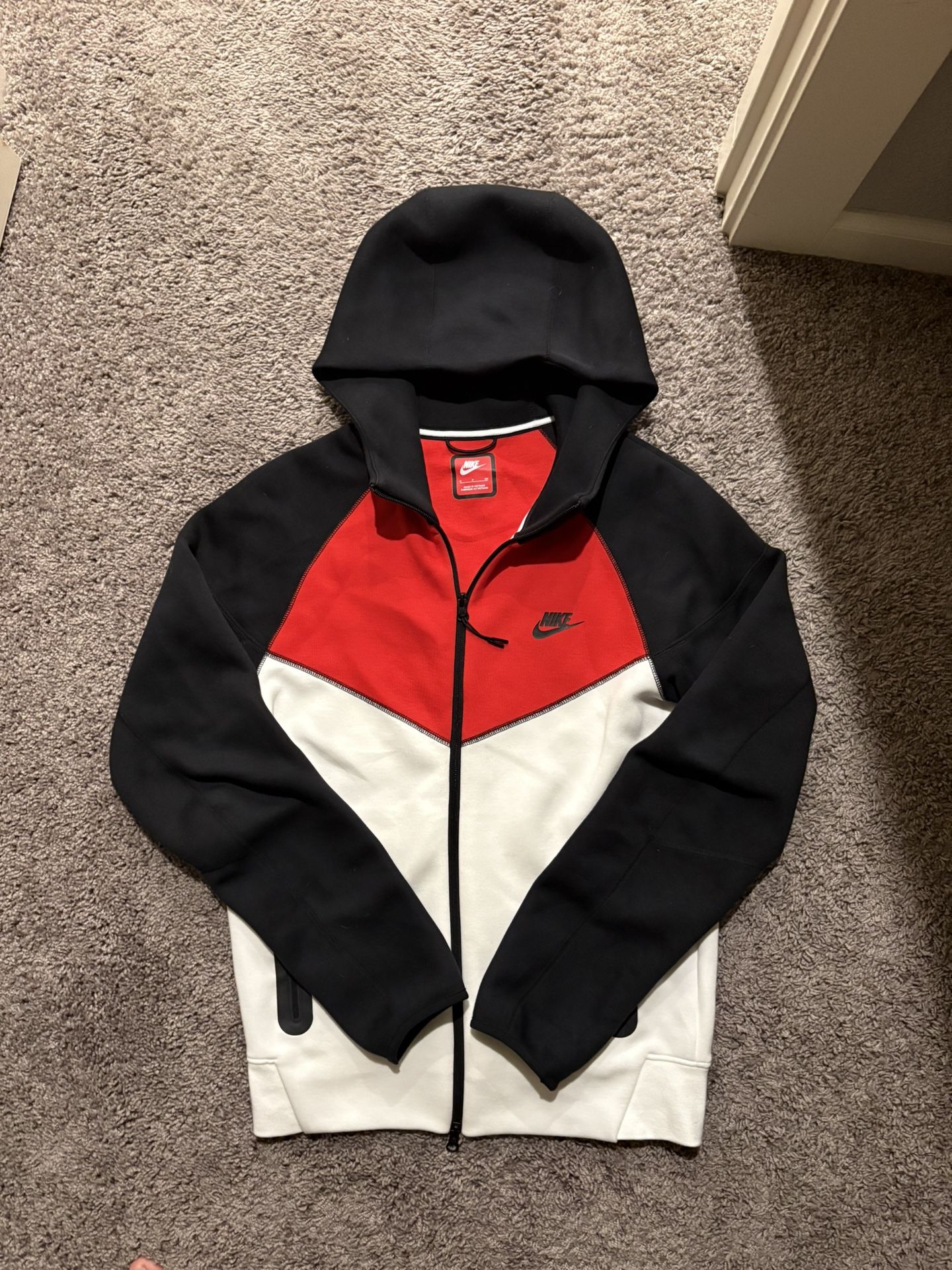 Red Black White Nike Tech Zip Up Hoodie