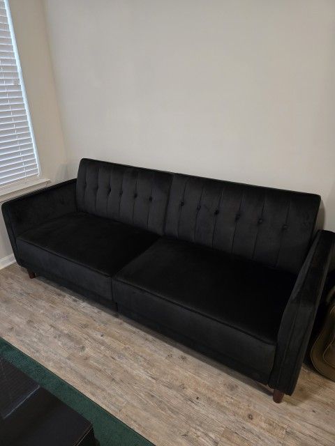 Black Velvet Convertible Futon