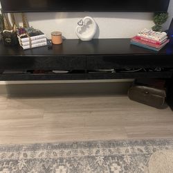 Floating Black Shelf With Cabinet 