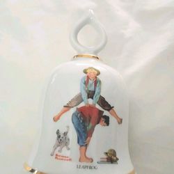 Danbury Mint Norman Rockwell Leapfrog Bell 1979 Porcelain W. Germany