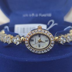 NWT Tennis Bracelet Watch Danecraft 18K Gold Plated - Gift Box