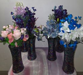 *** SPECIAL SALE *** BOHO Mosaic Vases with Faux Floral Bouquets ($25 EACH) @ Lasting Creations