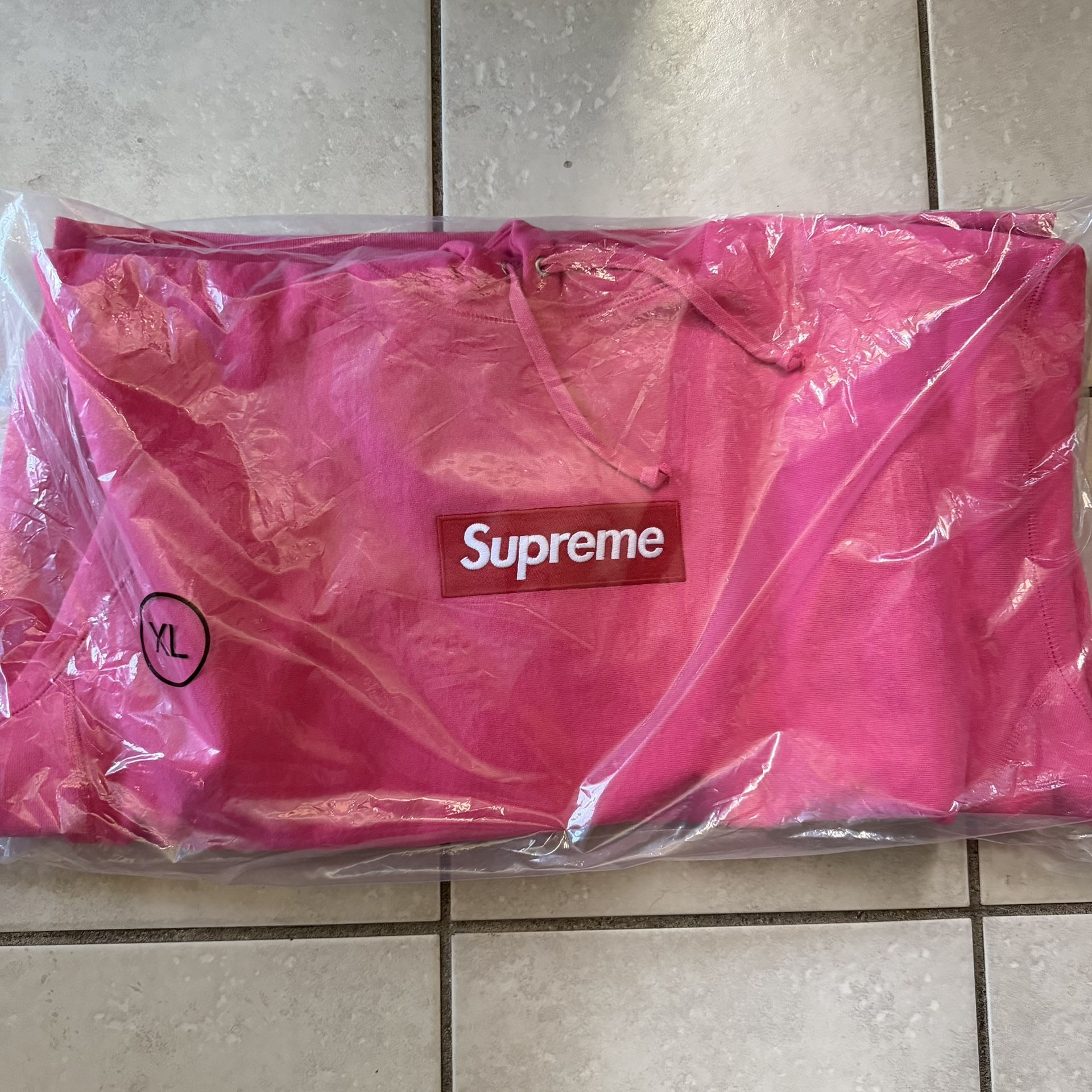 Supreme Box Logo Pink Hoodie Size XL