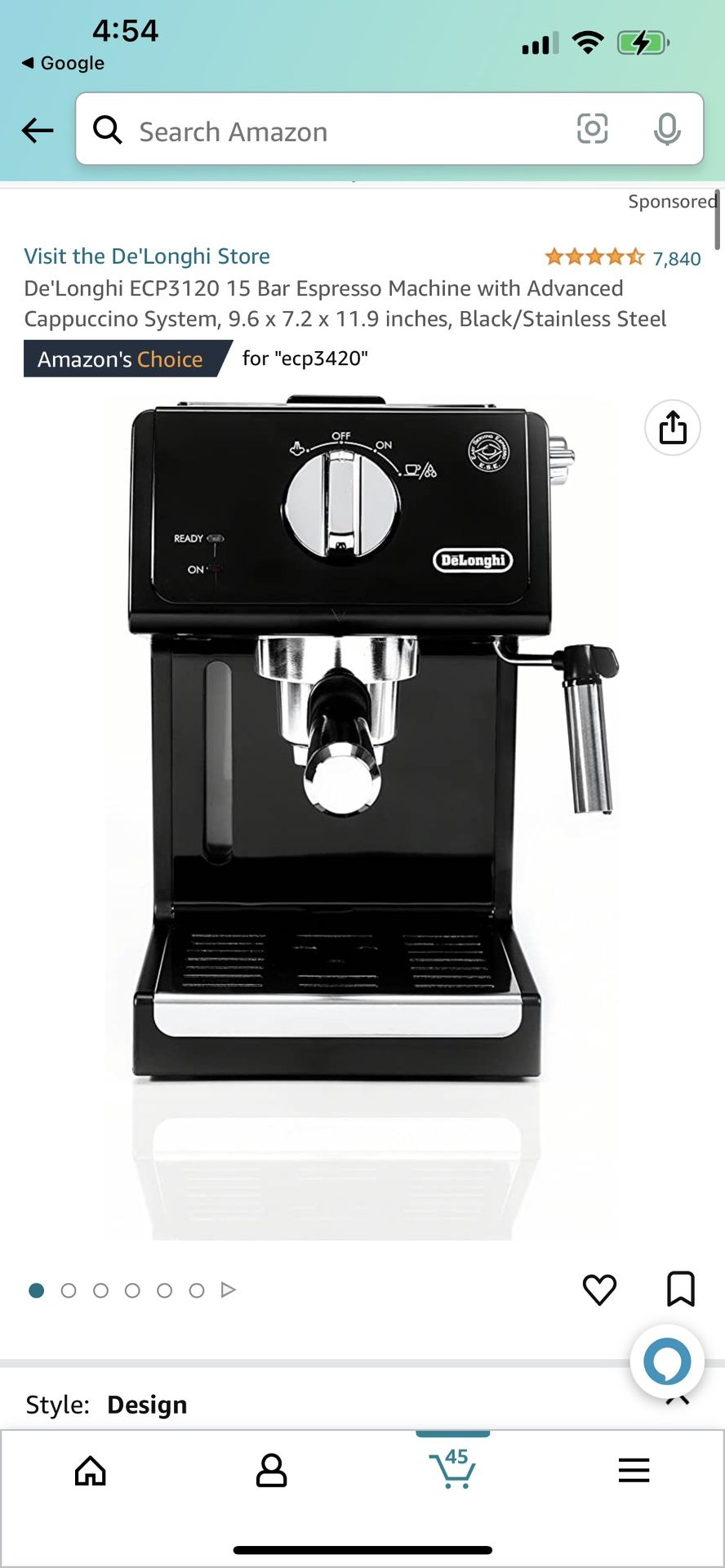 Delongui Bar Espresso Machine