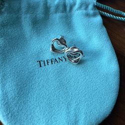 Tiffany & Co Elsa Peretti Open Heart Silver Stud Earrings