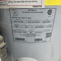 A.O Smith Water Heater 30 Gallon