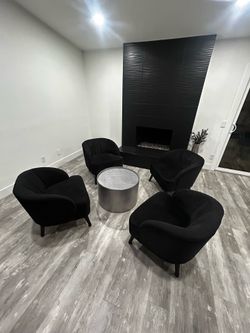 Modern Velvet Club Chair- All Black