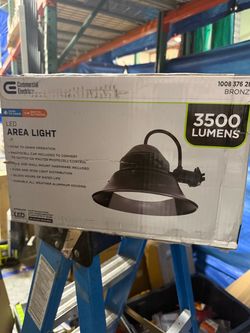 Commercial Electric 3500 Lumen Integrated LED Bronze Dusk to Dawn Area Floodlight, 4000K