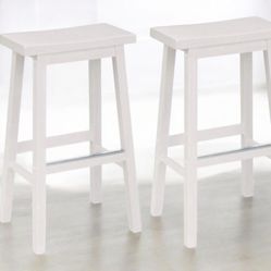 White Wood grain Look Barstools (2)