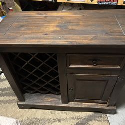 Pure One Imports, Solid Wood Bar Cabinet With Expandable Top With Storage