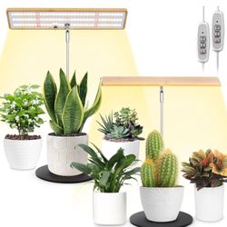 Set Of 2 Grow Lights for Indoor Plants Full Spectrum, Bamboo