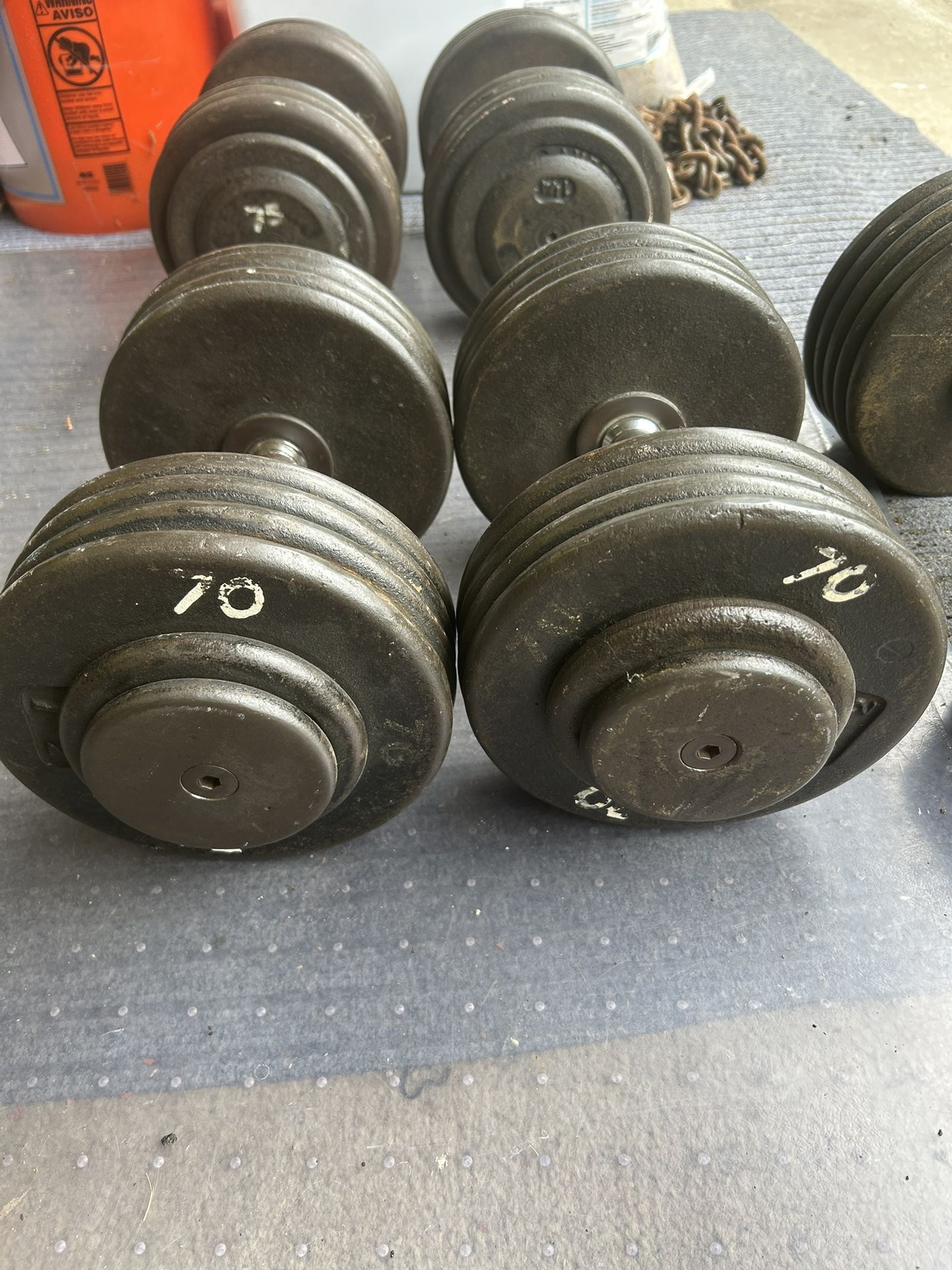 Commercial Style Dumbbell Pairs 70lb and 75lb