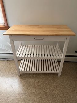 Kitchen Island Cart with Butcher Block Top