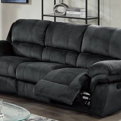 Brand New Black Or Brown Padded Suede Reclining Sofa (92.0" x 38.9" x 41.7")
