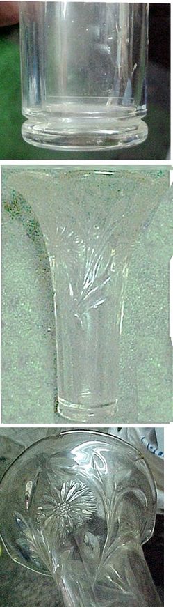 Auto Glass Vases Vintage Floral Etched 6" Tall