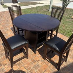 Wood High Table And 4 Chairs