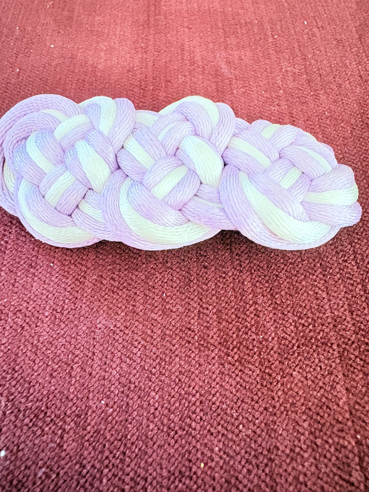 Never Use Handmade Violet/ White Braids Hair Clip-3”x1”