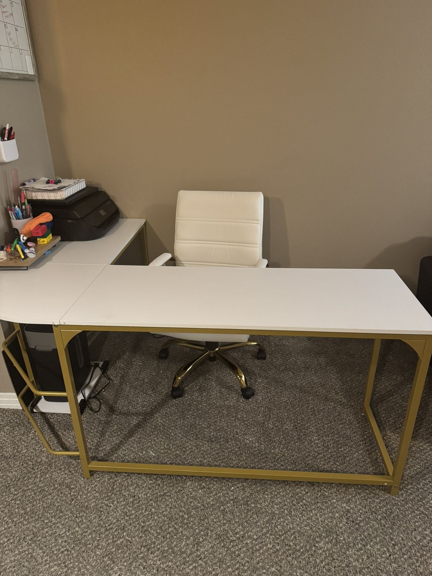 Gold & White Desk / Chair