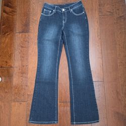 Dark Wash Bootcut Jeans with White Stitching size 6