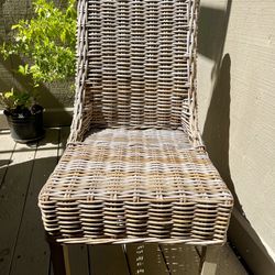 Set of 7 Real Wicker Chairs with Cushions 
