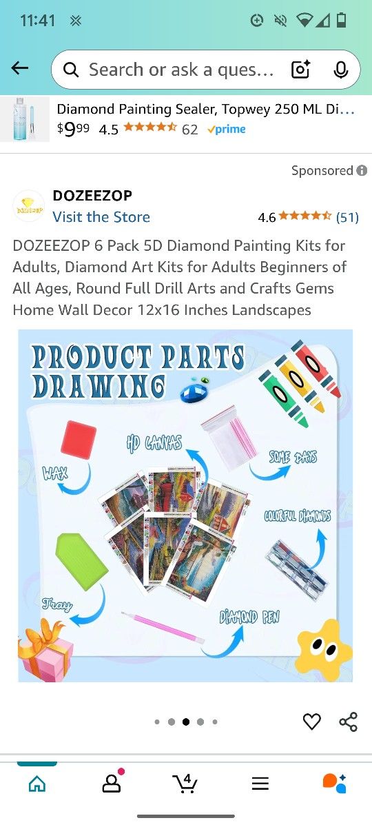 6 Pack 5D Diamond Painting Kits For Adults And Kids