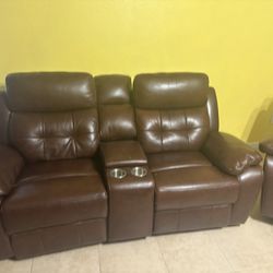 Brown Leather couch Set