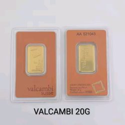 Replica  20g Valcambi Gold Plated Brass Core Non Magnetic Certificate Assayer 