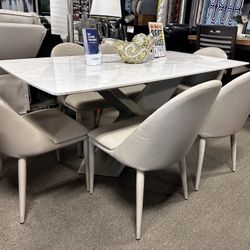 Elegant Marble Dining Set! $1199 🤍🚨✨