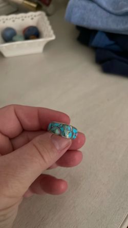 Turquoise and opal ring