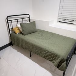 Twin Bed Frame And Mattress. Almost New