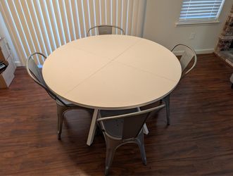 Round dining table and chairs