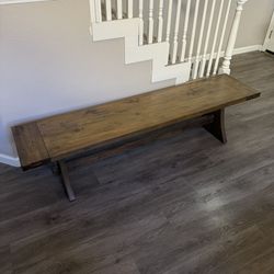 World Market Rustic Wood Brinley Dining Bench   acacia wood, acacia veneer and MDF with distressed natural finish Overall: 72"W x 16"D x 18"H 56.4 lbs
