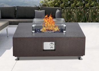 NEW Fire Pit Table W/ Wind Guard, Glass Beads & Rain Cover, 36" 50000BTU Firepit !