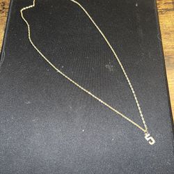 21” 18k Italian YGL Solid Diamond Cut Rope Chain With #5 Pendant 