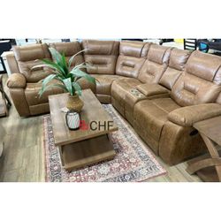 Living room leather reclining sectional sofa  - Limited Time Offer 