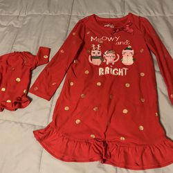 Christmas Pajama Nightgown Matching Doll Nighgown Children Size 5 