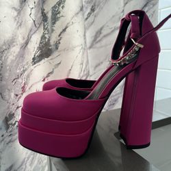 Pink Chunky Heel - Versace Dupe