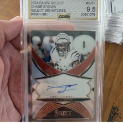 2024 Select Chase Brown Signatures #SSP-CBN Prizm Auto AGS 9.5 Bengals NFL