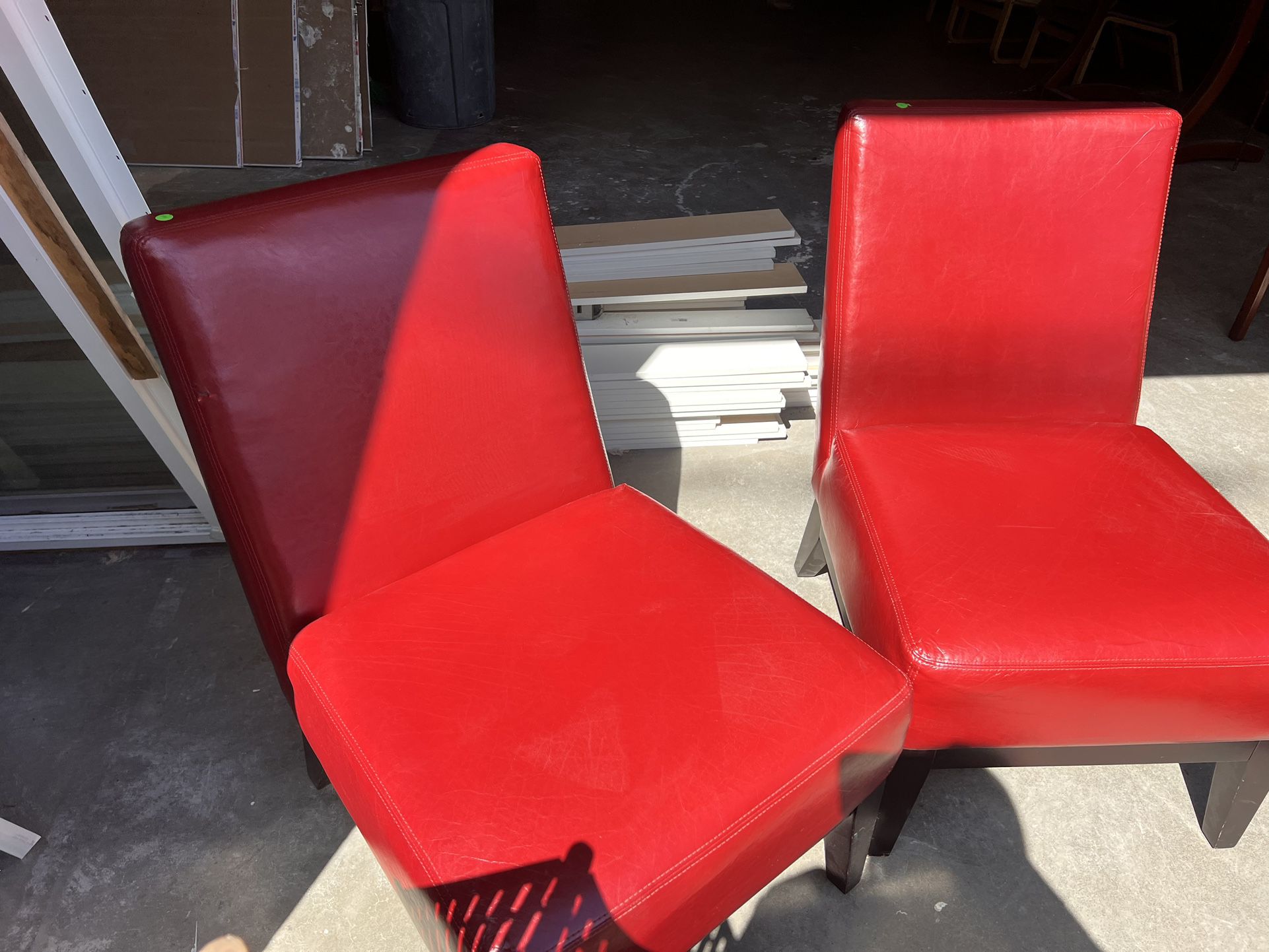 Armchairs 2 Red Ones Leather 