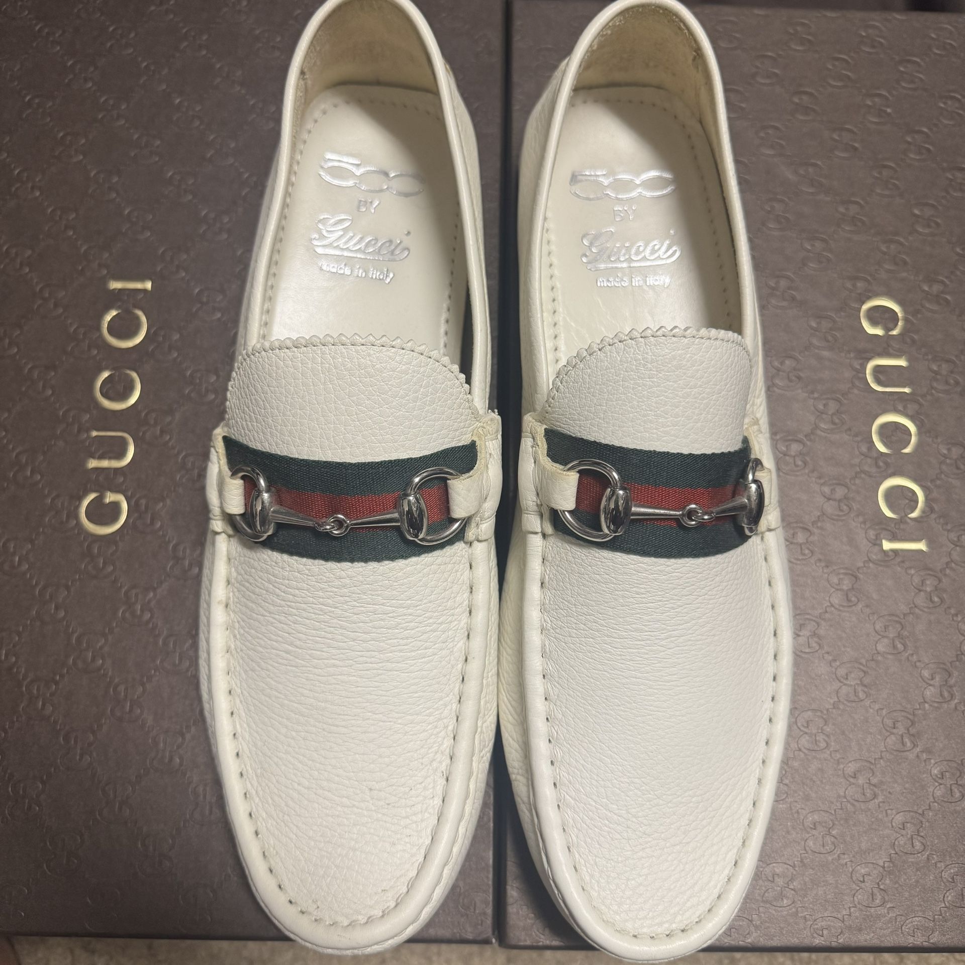 Gucci x Fiat 500 Men’s Leather Horsebit Driving Loafers – White – US Size 11/UK 10