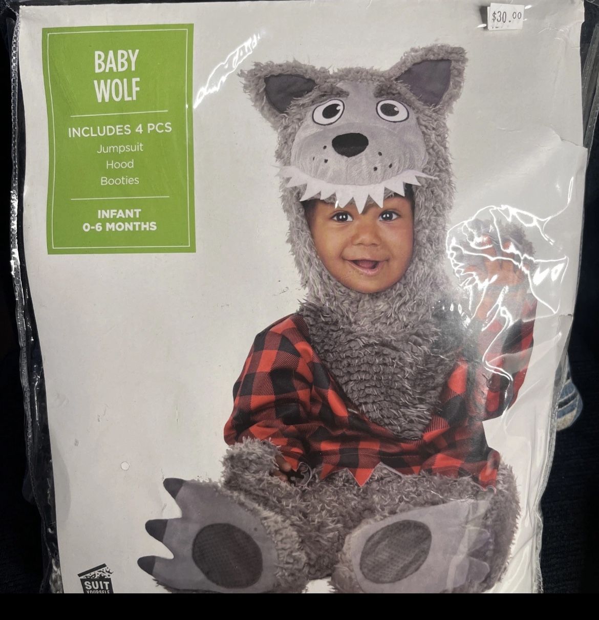 amscan Infant Big Bad Wolf Costume, 0-6 Months, 4 Pcs., Plush