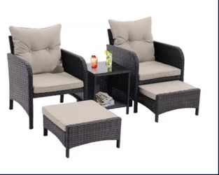 New 5 Pieces Outdoor Patio Wicker Patio Furniture Lounge Chaise Sofa Set