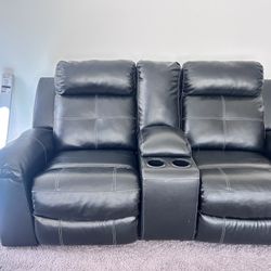 Recliner Leather Couch With Led Light 