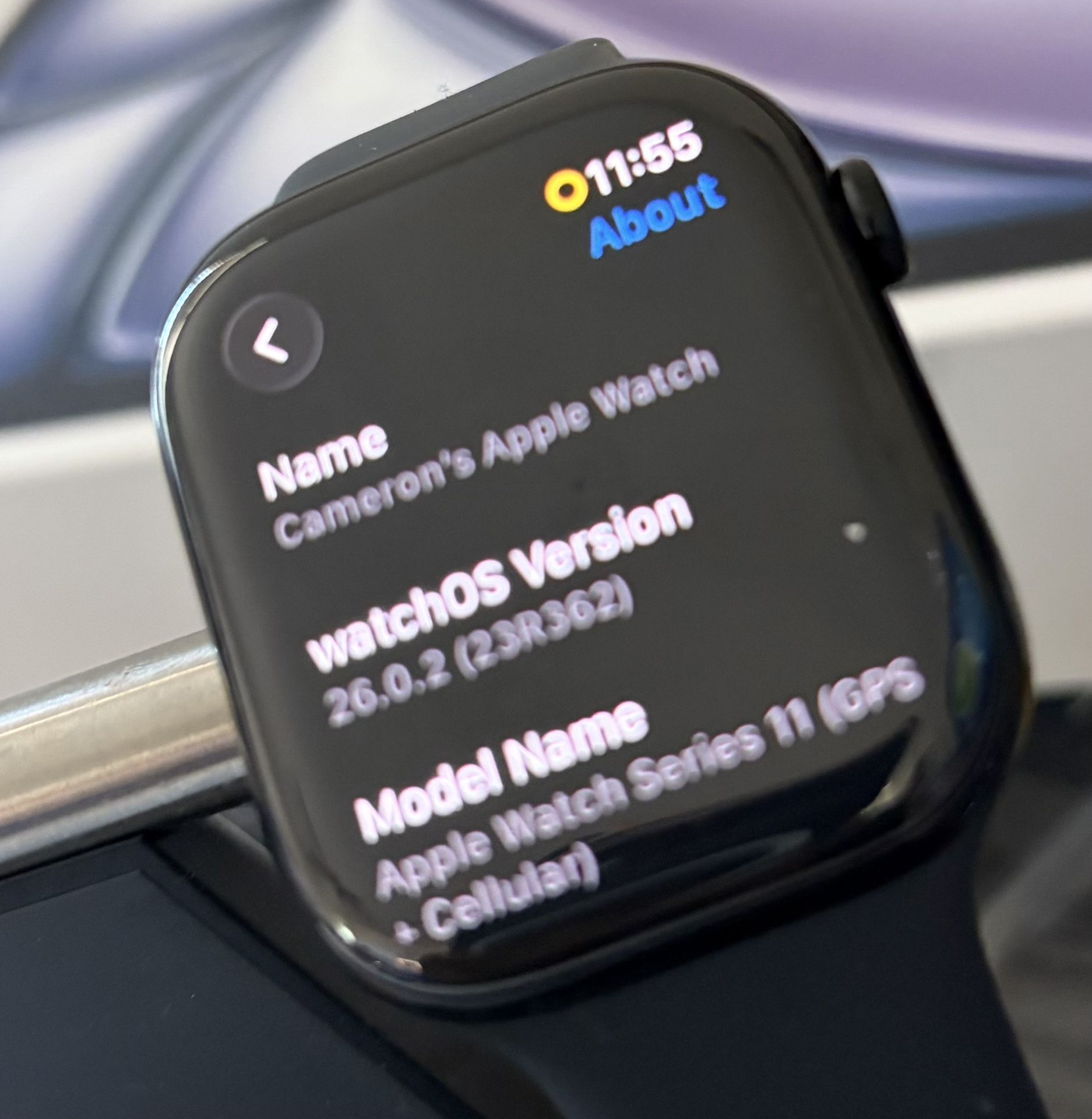 Apple Watch Series 11 GPS+Cellular 46MM Jet Black Aluminum w/ Black Sport Band S/M