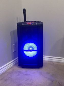 New 12” Portable Bluetooth Speaker with lights wireless microphone and remote control