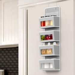 New Simple Houseware Over Door/Wall Mount 4 Clear Window Pocket Organizer, Gray
