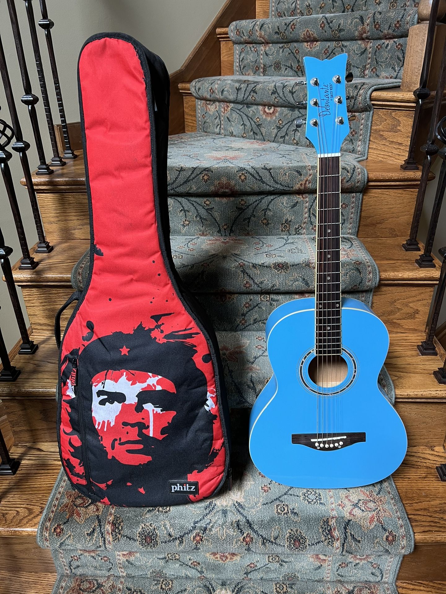 Blue Acoustic Guitar With Case 