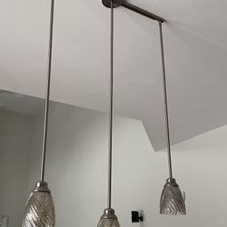 Modern 3-Light Pendant Fixture – Brushed Nickel with Glass Shades