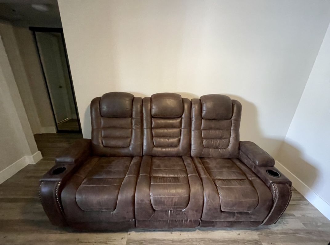 Brown Leather Couch 